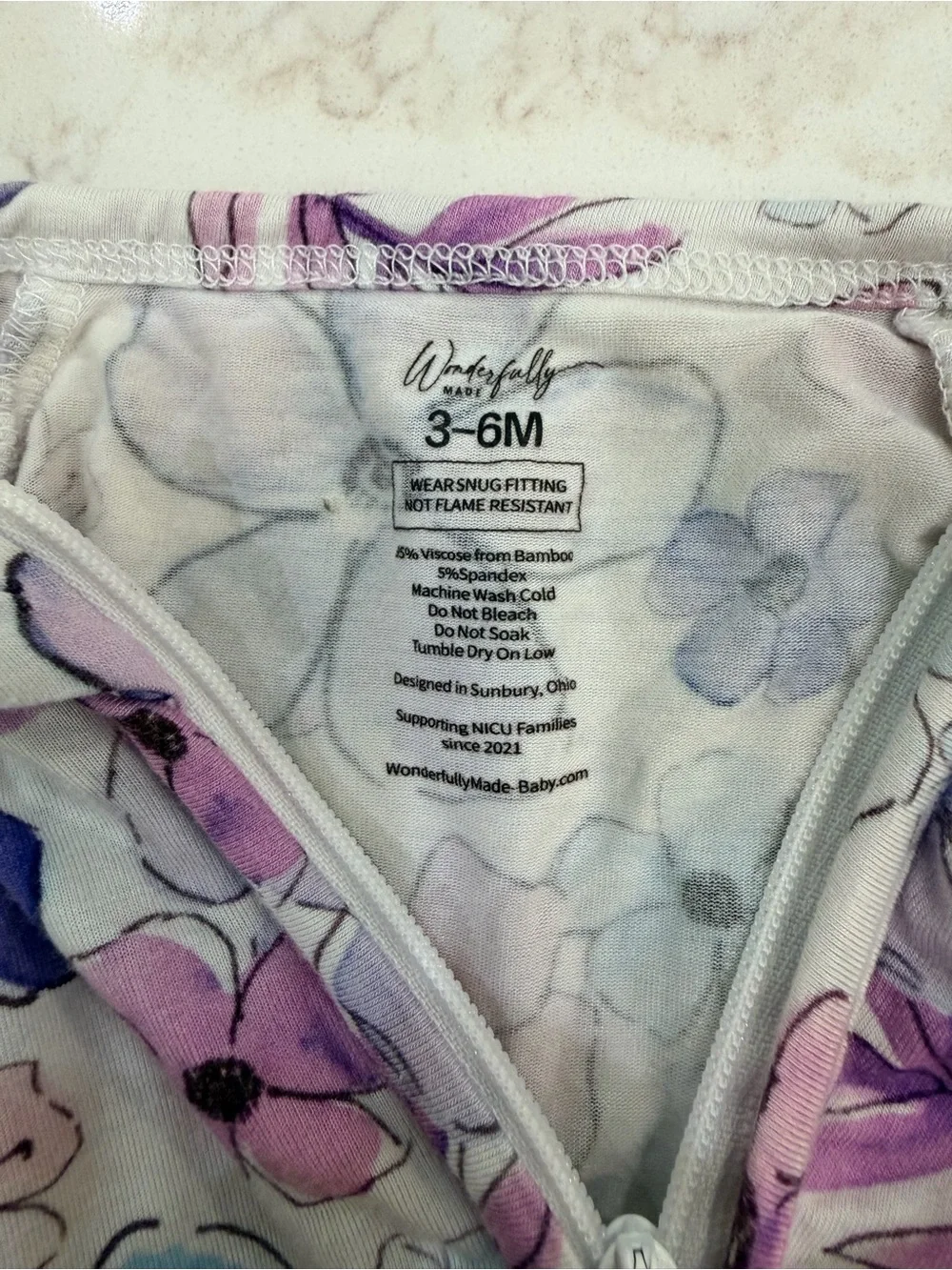 3pc Bamboo bundle Baby Girl Floral Zip Sleepers 3-6M Bums & Roses LEV Baby